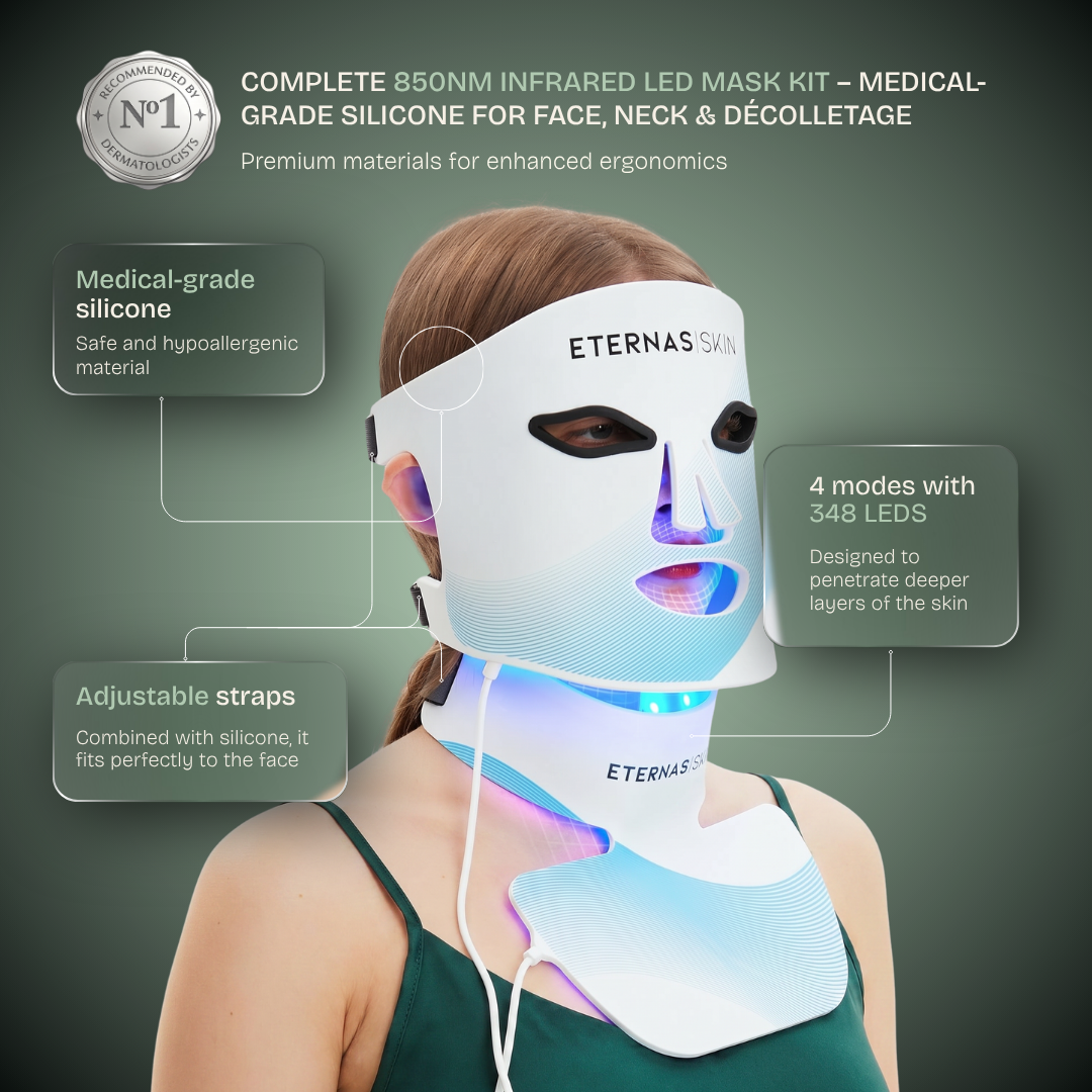 Kit de máscaras LED infrarrojas de 850 nm para rostro, cuello y escote