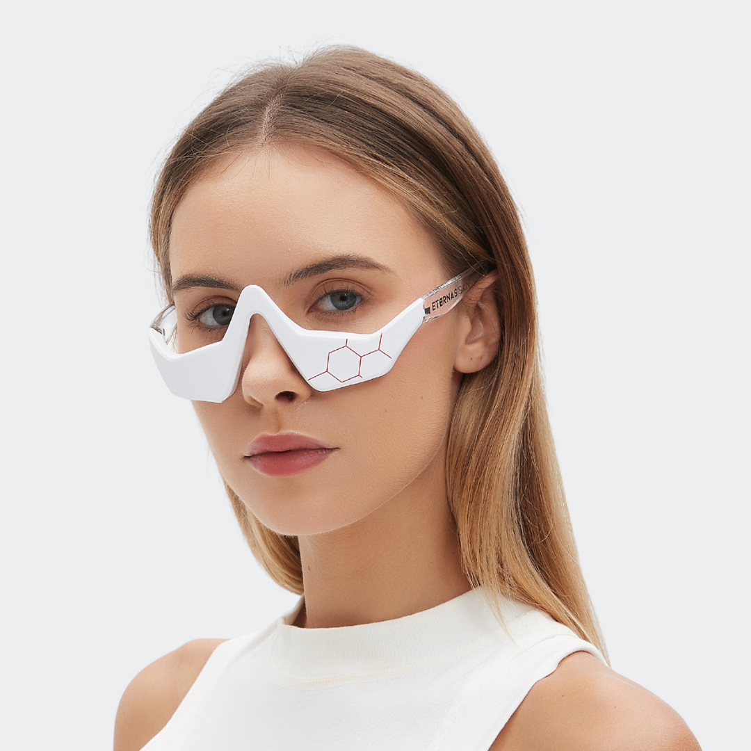 Dispositivo reparador del contorno de ojos: LED rojo de 630 nm + microcorrientes EMS