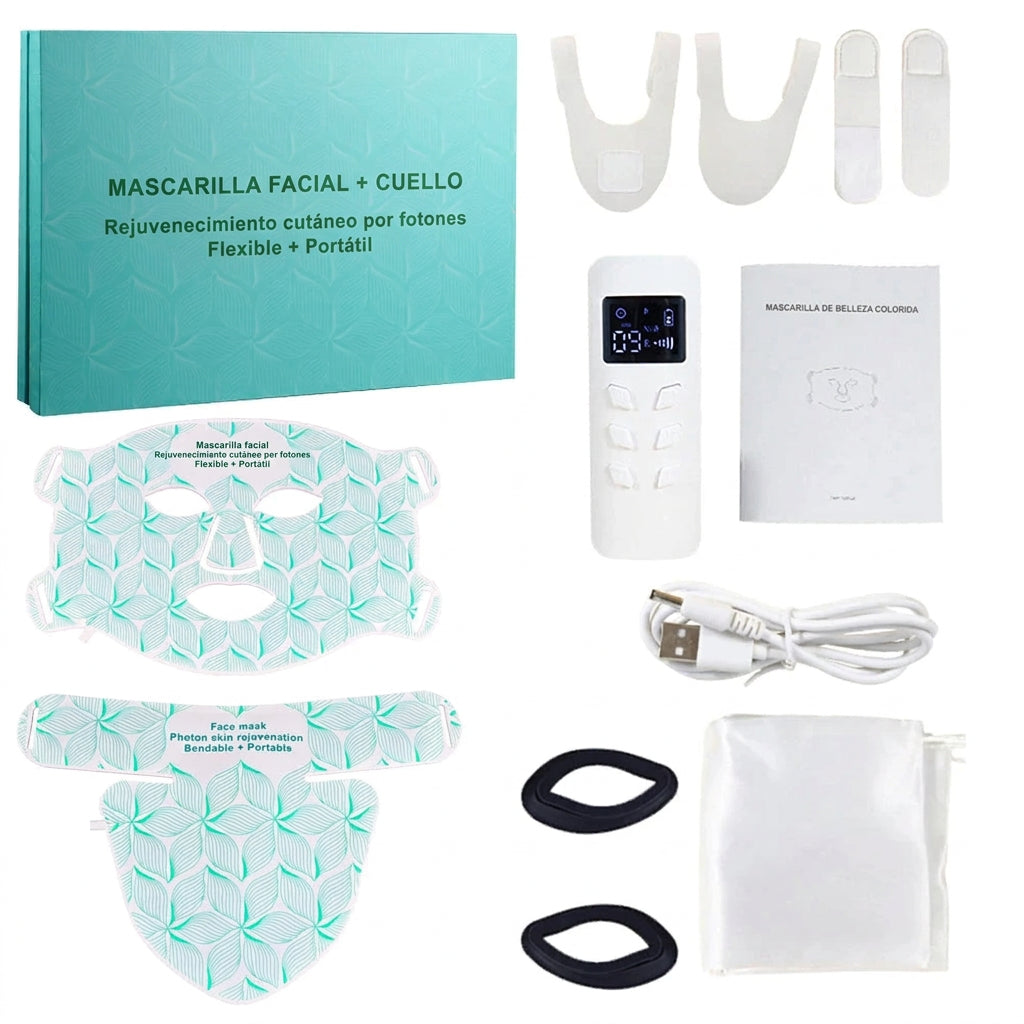 Mascarilla LED de silicona con 8 modos de luz y opción para cuello