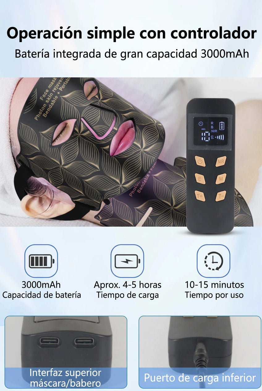 Mascarilla LED de silicona con 8 modos de luz y opción para cuello
