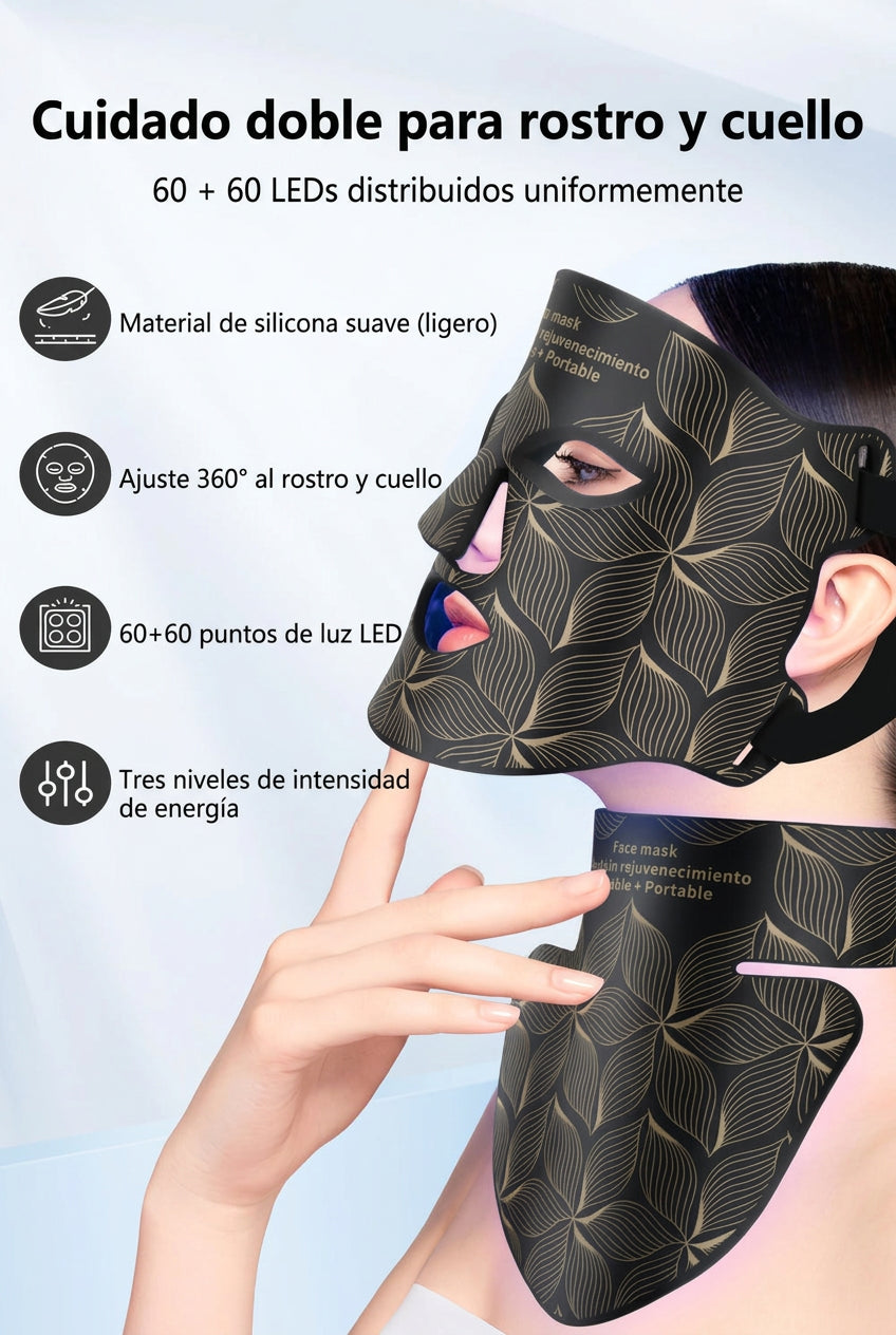 Mascarilla LED de silicona con 8 modos de luz y opción para cuello