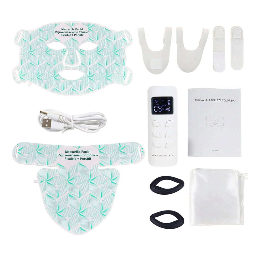Mascarilla LED de silicona con 8 modos de luz y opción para cuello