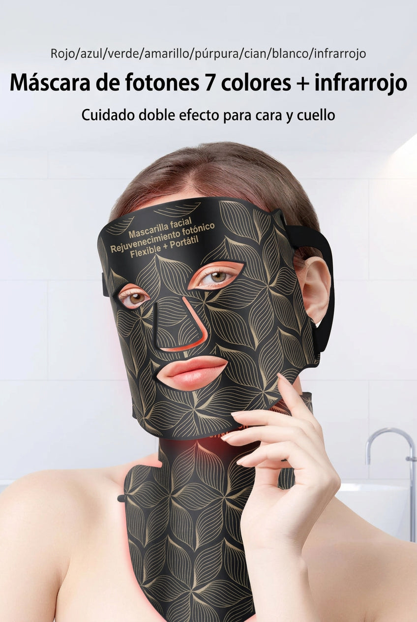 Mascarilla LED de silicona con 8 modos de luz y opción para cuello