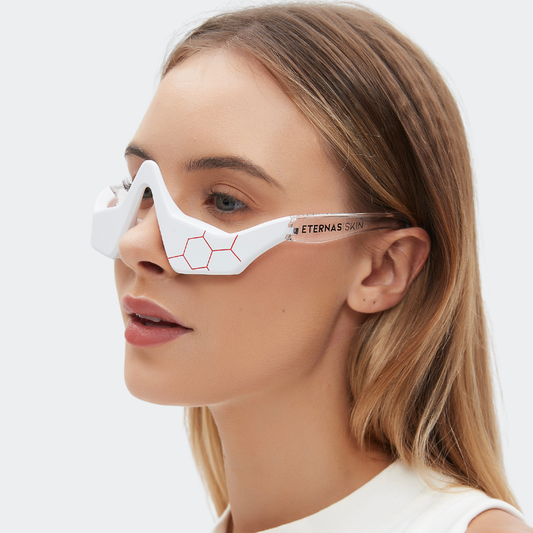 Dispositivo reparador del contorno de ojos: LED rojo de 630 nm + microcorrientes EMS