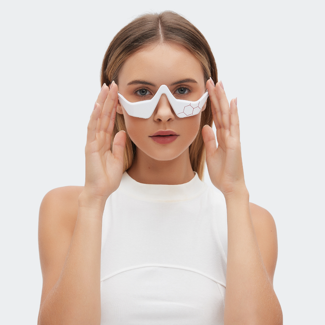 Dispositivo reparador del contorno de ojos: LED rojo de 630 nm + microcorrientes EMS
