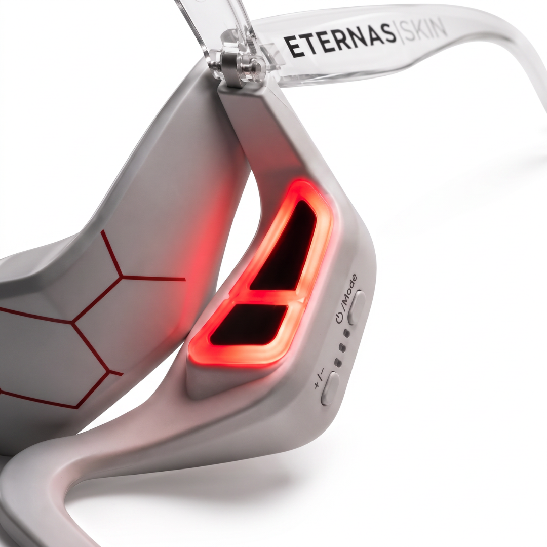 Dispositivo reparador del contorno de ojos: LED rojo de 630 nm + microcorrientes EMS