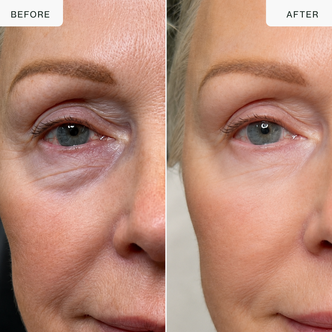 Perfeccionador del contorno de ojos con oro de 24 quilates: RF, EMS y terapia de luz roja