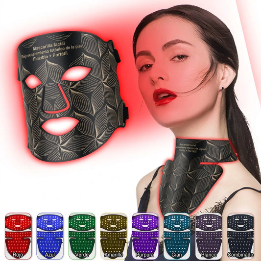 Mascarilla LED de silicona con 8 modos de luz y opción para cuello
