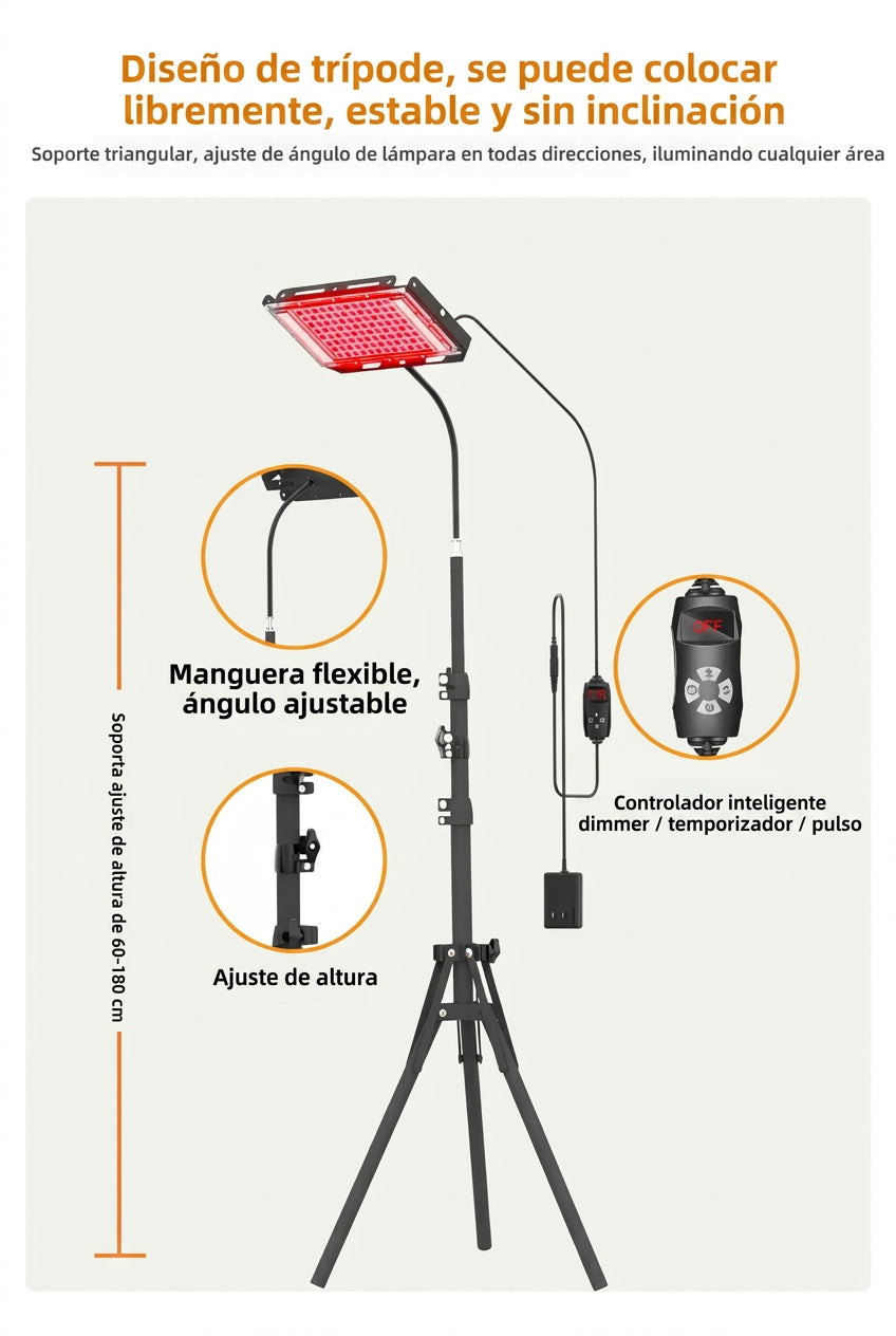 Panel LED de luz roja e infrarroja de 660 y 850 nm para rostro y cuerpo