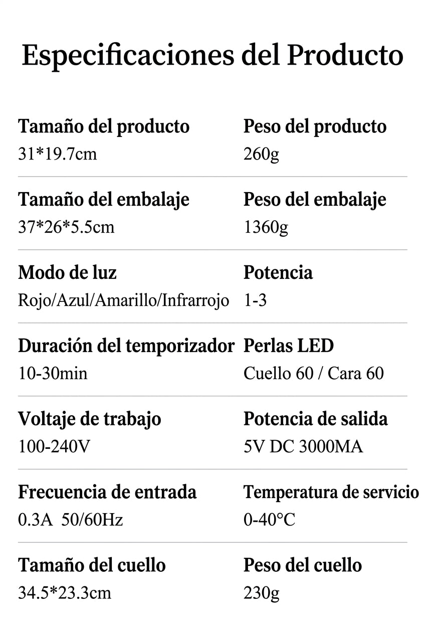 Mascarilla LED de silicona con 8 modos de luz y opción para cuello