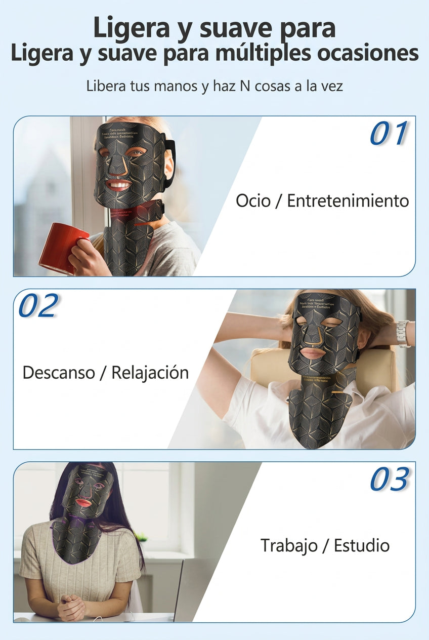 Mascarilla LED de silicona con 8 modos de luz y opción para cuello