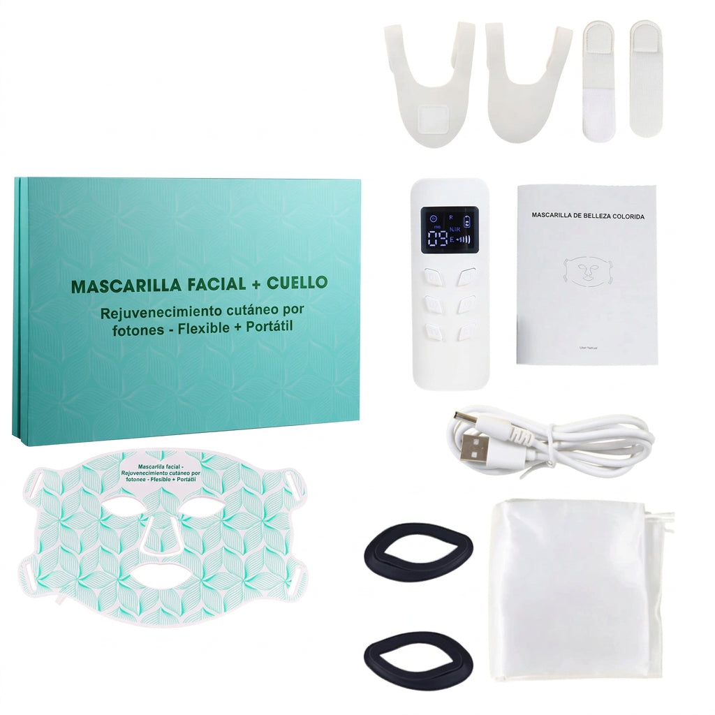 Mascarilla LED de silicona con 8 modos de luz y opción para cuello