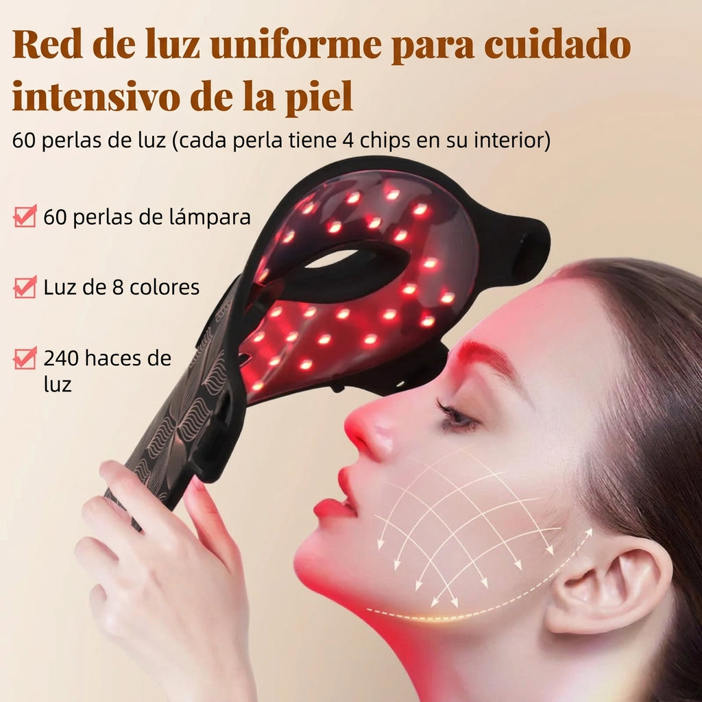 Mascarilla LED de silicona con 8 modos de luz y opción para cuello