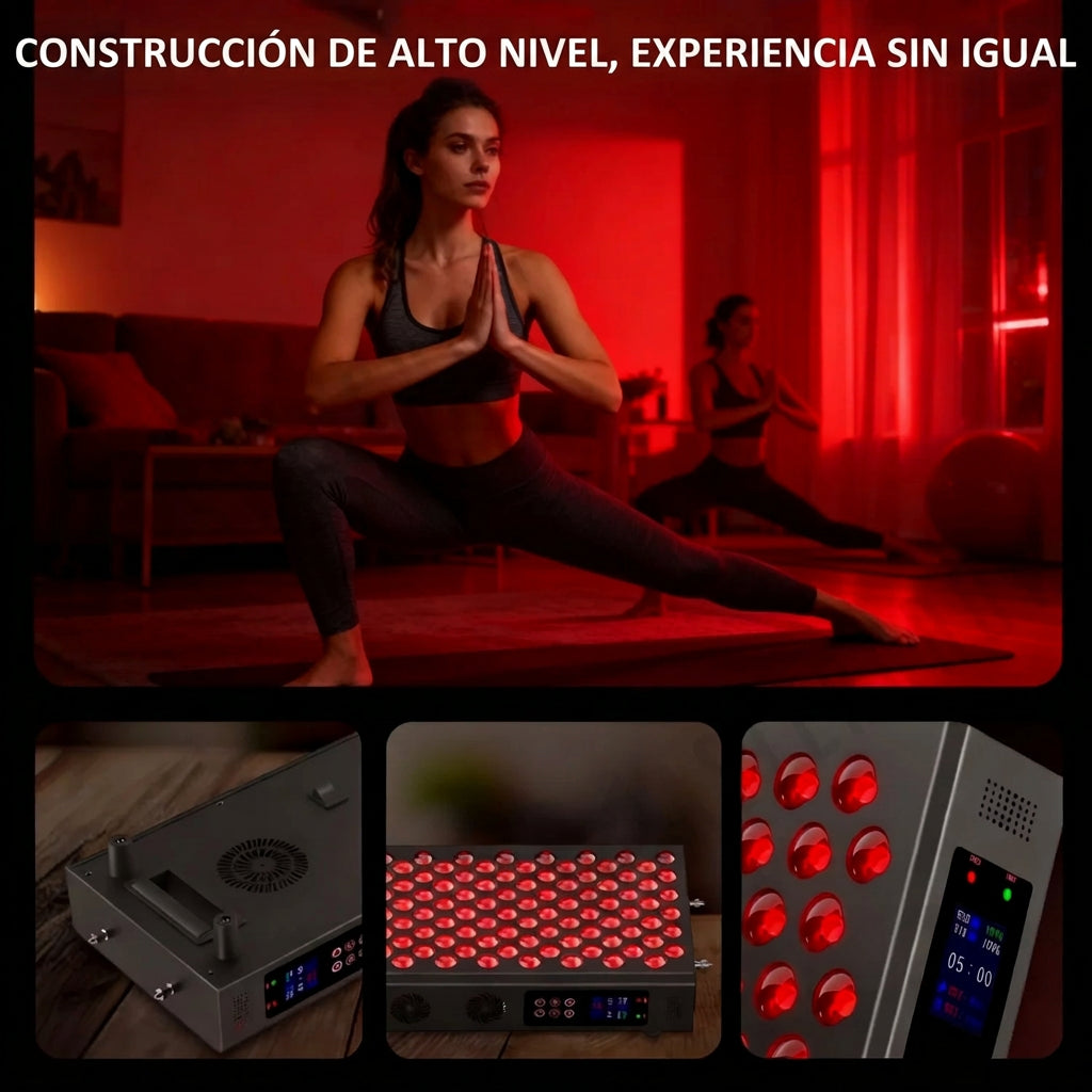 Panel LED de luz roja e infrarroja de 660 y 850 nm para rostro y cuerpo