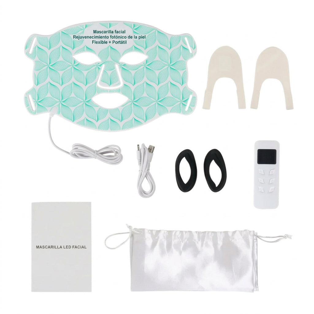 Mascarilla LED de silicona con 8 modos de luz y opción para cuello