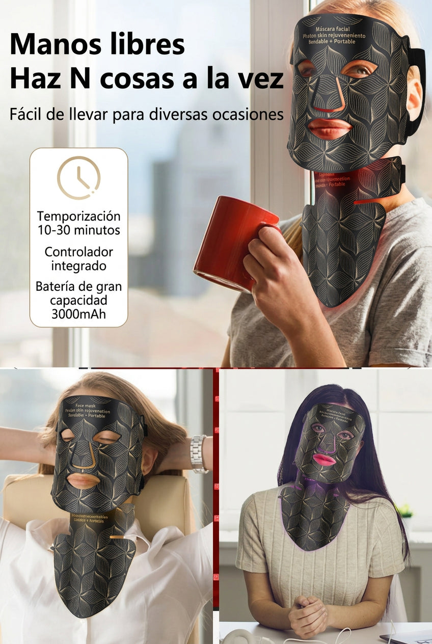 Mascarilla LED de silicona con 8 modos de luz y opción para cuello