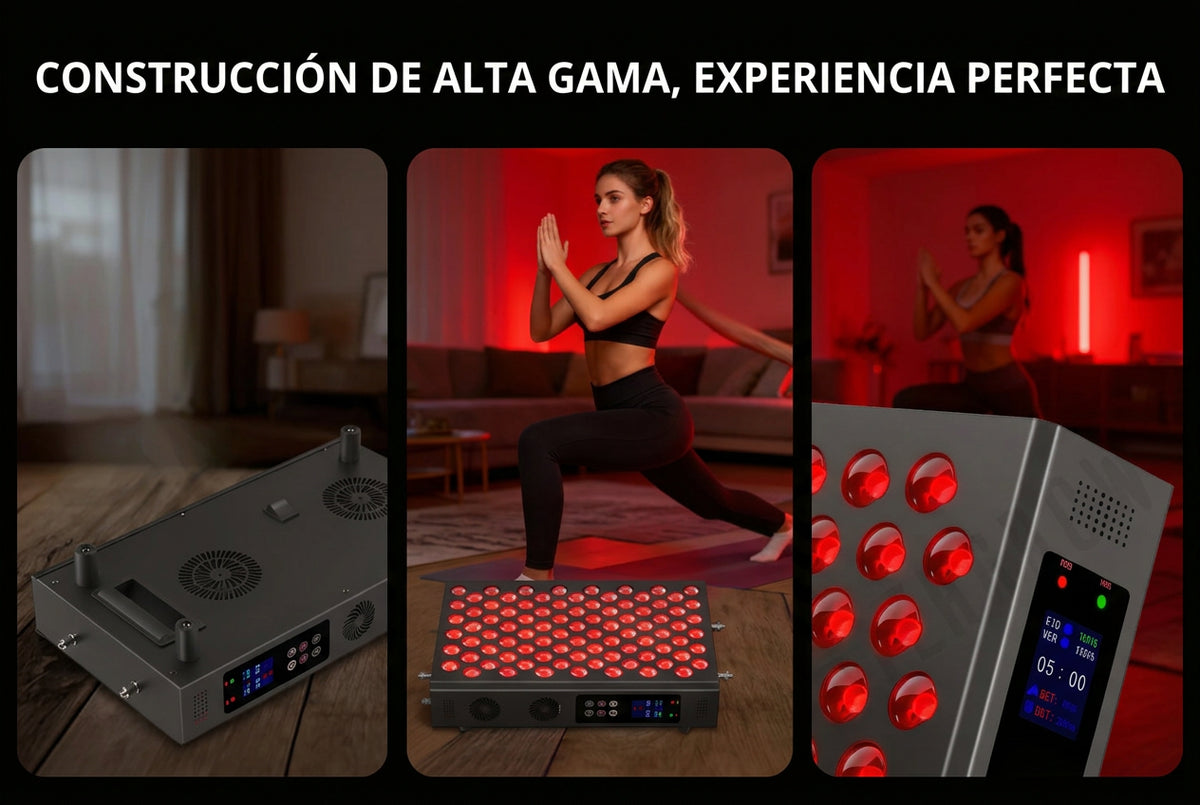 Panel LED de luz roja e infrarroja de 660 y 850 nm para rostro y cuerpo