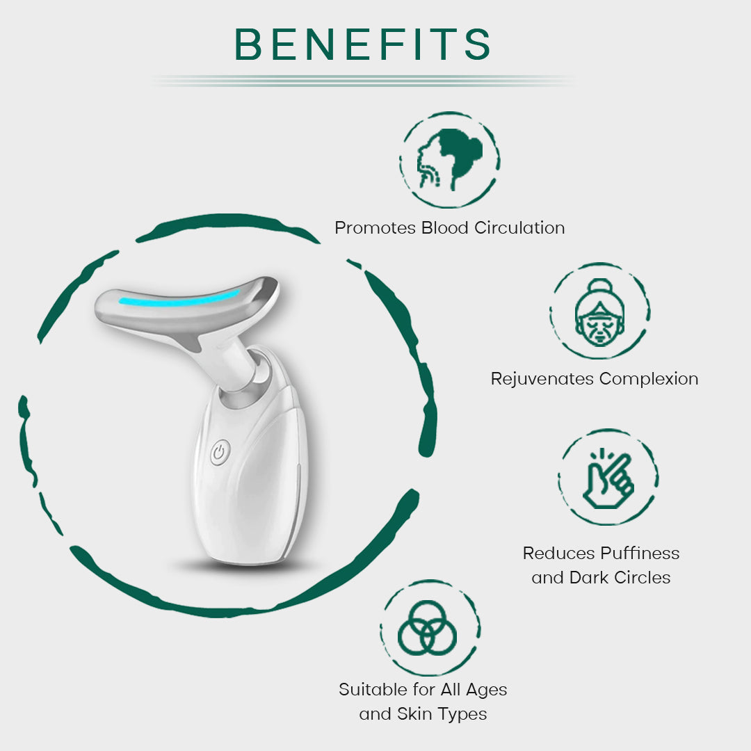 Dispositivo de terapia LED con efecto lifting para cuello y rostro