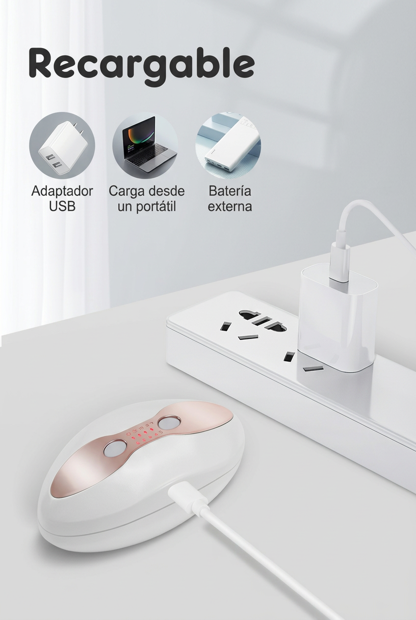 Carga del dispositivo labial mediante adaptador USB, portátil o batería externa
